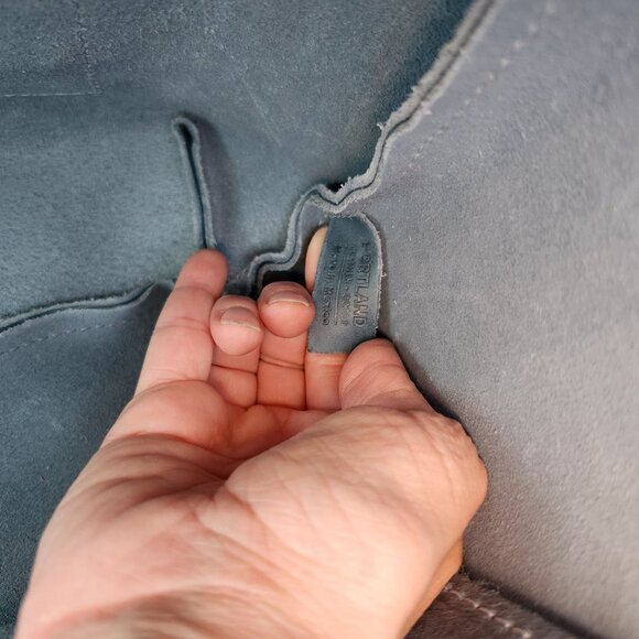 Portland Leather Limited Edition Leather Tote Bag Medium Zipper Aqua Brown Strap - Picture 5 of 12